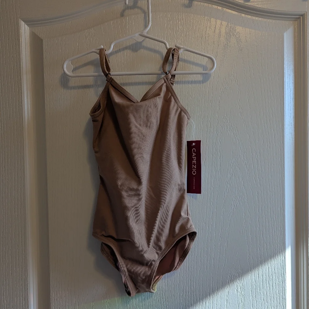 Capezio Camisole Leotard w/ Adjustable Straps Light Suntan Children's Large NWT